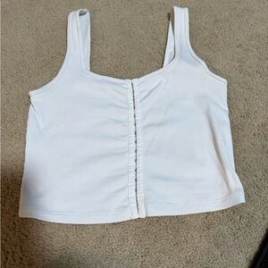 Abercrombie & Fitch White Ribbed Crop Top